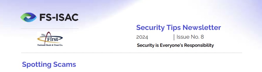 Spotting Scams Newsletter header