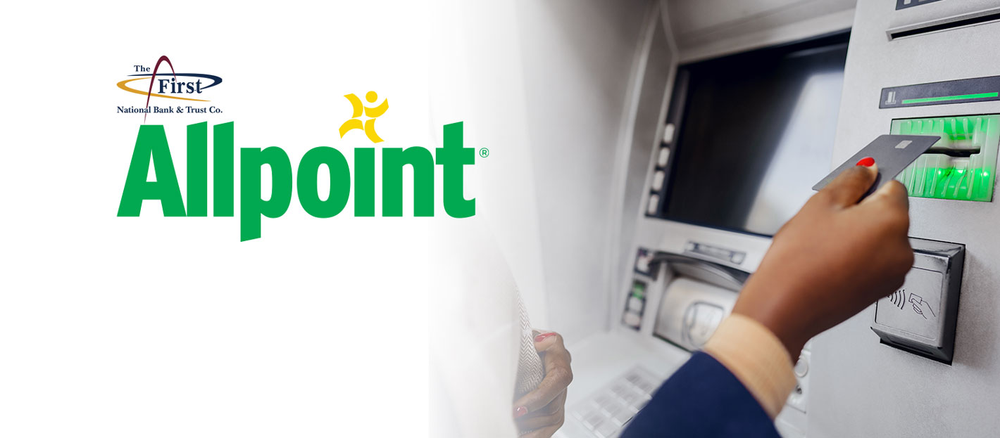 allpoint atm woman inserting card in atm