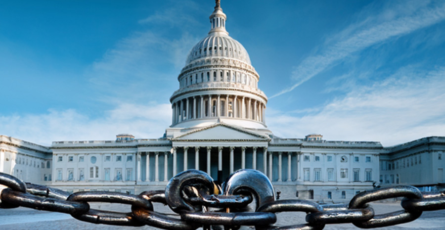 government building in chains